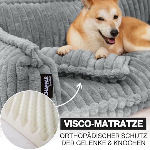 noviclass® Hundesofa Chaffar Hundebett | Orthopädische Matratze | Moderner Stil | Cord-Design Größen (Lichtgrau, XL (120cm))