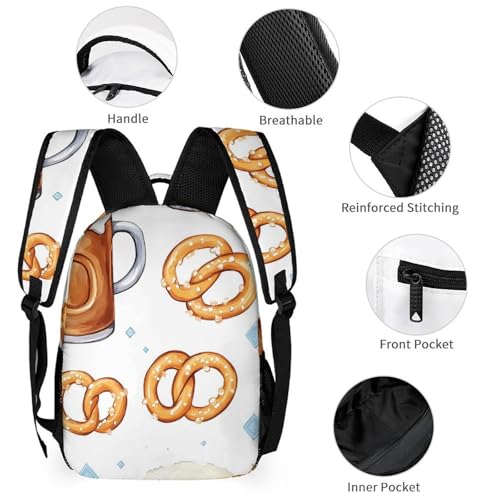 Mugs And Pretzels Backpack Shoulder Bags Lunch Bag Pencil Case Box 3 Set Daypack Cute3