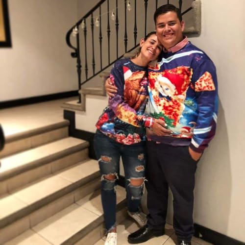 Idgreatim Unisex Ugly Christmas Crewneck Sweatshirt Novelty 3D Graphic Long Sleeve Sweater Shirt