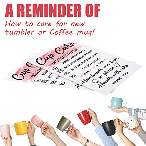 Image of Sureio 200 Pcs Cup Care Instruction Cards, Tumbler Care Cards for Business