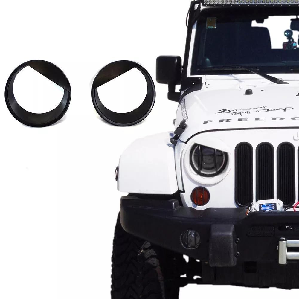 Auto Faro Anteriore Testa Della Lampada Luce Decorazione Copertura Adesivi Esterni, for Jeep, Wrangler JK 2007-2016 Car Styling Copri lente faro(Schwarz)