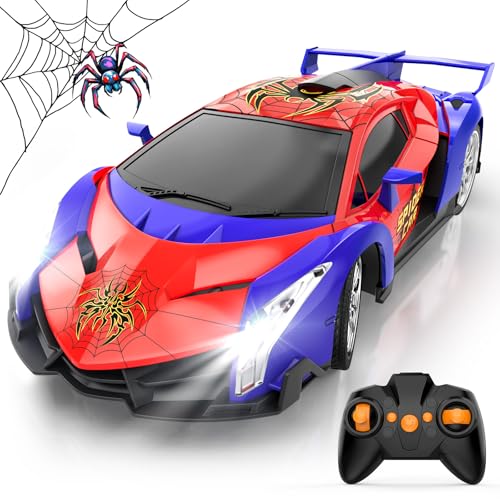 FUIOCOCP Coche Teledirigido, Spider Juguetes 1:18 Coche Radiocontrol Recargable con Luces, 2.4GHz Carro Telecomandado Drift RC Car Juego Regalo Cumpleaños Navidad para Niños Niñas 3 4 5 6 7 8 9 Años