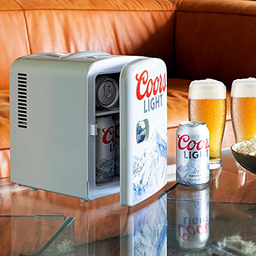 Coors Lite 6 Can 4L Mini Fridge Portable Compact Personal Fridge for Skincare Office Dorm Bedroom Desktop Small Refrigerator for Drinks Snacks Travel Portable Cooler for Car Camping and Road Trips - Image 3