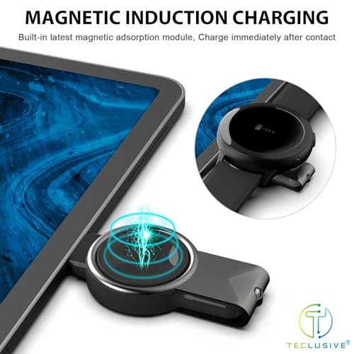 Image of T Teclusive Type C USB Portable Charger Compatible for Galaxy Watch Ultra /Galaxy 7 6 5 4 Classic /Watch 3 | Mini Dual Port USB C Magnetic Travel Charger (White)