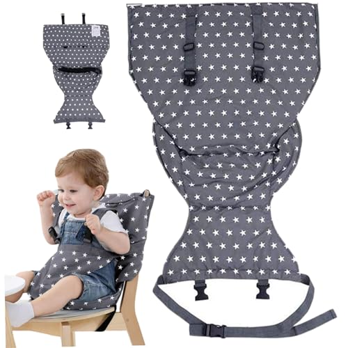 Trona portátil para bebé con patrón de estrellas, trona de viaje ajustable anticaída para adaptarse a cualquier asiento de bebé plegable para alimentar y comer al aire libre..