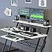 Armocity Music Studio Desk Production Workstation - Recording Studio Desk for Producer with Power Outlet, Studio Workstation for Music Recording, Home Studio Table Desk, White