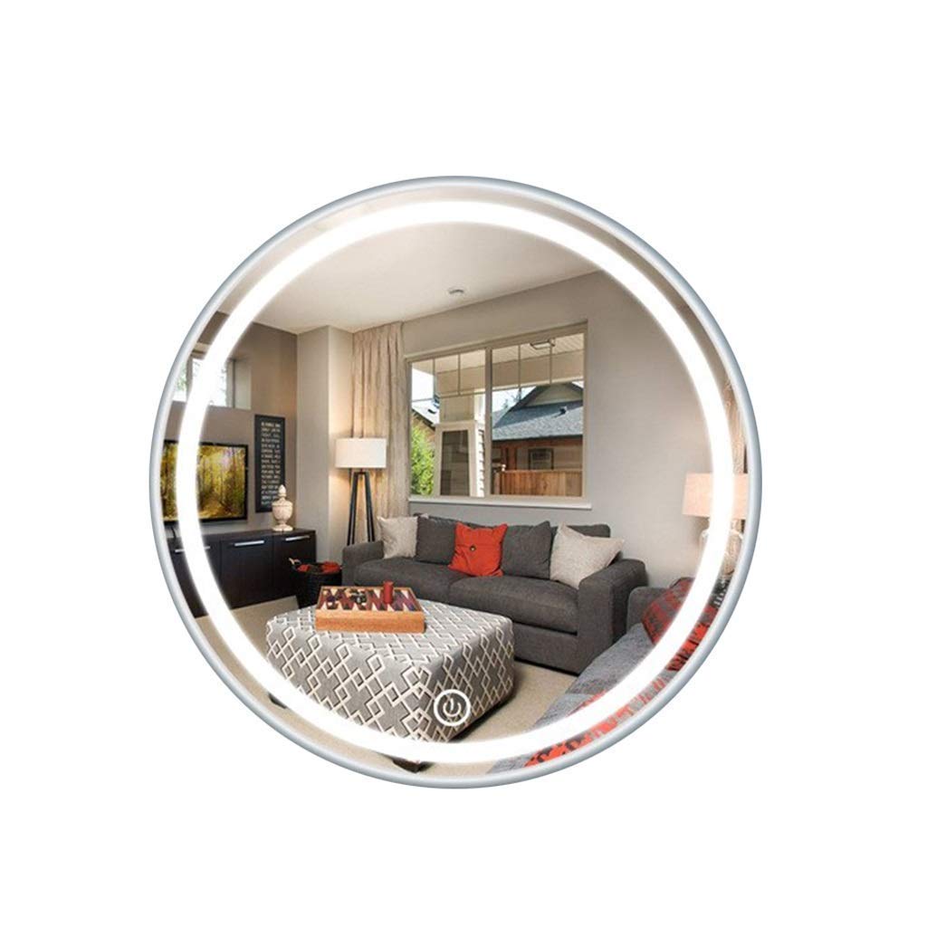 Round Waterproof LED Bathroom Wall Makeup Mirrors with White Light Sensor Touch Control and Demister Pad Color with
