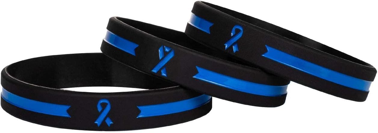 Sainstone Blue Awareness Ribbon Motivational Silicone Bracelets, Blue Ribbon Wristbands Unisex for Men Women (Unisex)