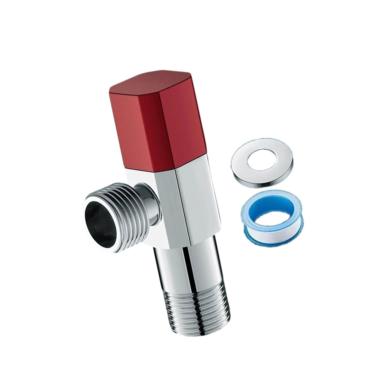 Rgybao Red Water Flows Control 1 / 2Inch Turn Angles Stop Valves Hot/Cold Water Shut Down Valves For Heating & Plumbing Systems Shut Down High Flows Angles Handle For Garden Hose