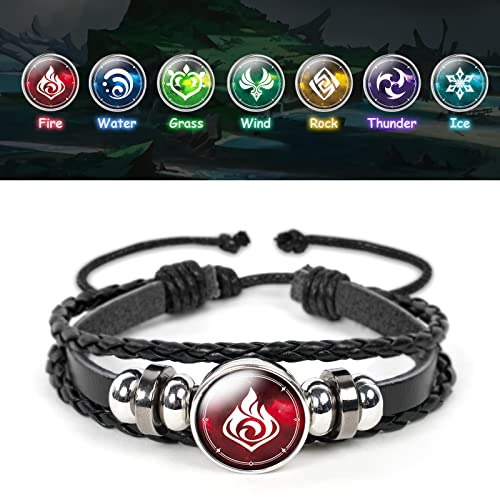 Aucuu Pulsera de Impacto Unisex,Genshin Impact Elemento de Juego Badge Impresión Pulsera de Gemas del Tiempo, (1 Pulsera + 7 piezas de abalorios de repuesto)