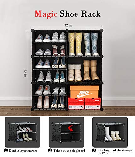 C.g Life 6-Tiers Stackable 24-30 Pairs Freestanding Shoe Storage Cabinets With Adjustable Shelving,Withe Shoe Shelf Organizer For Bedroom, Closet, Entryway, Dorm Room,Garage,Shoe Rack Have 6 Cubes #TOP2