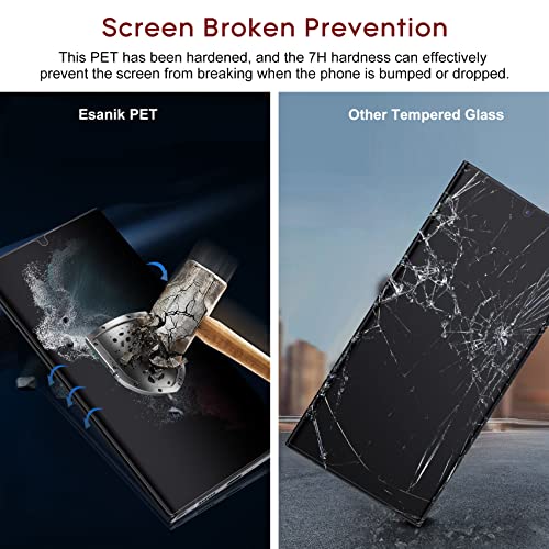 Esanik Privacy Screen Protector for Samsung Galaxy S22 Ultra 6.8 Inch Screen Protector [2 Pieces], 2 x PET Privacy Film [Non-Glass] + 2 x Camera Tempered Glass Screen Protectors, Anti-Spy Privacy Film - Thumbnail 4