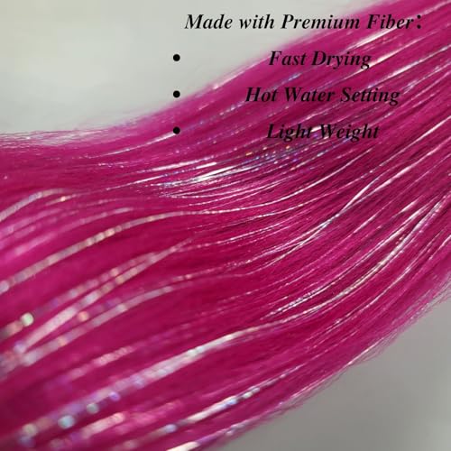 Tinsel Kids Braiding Hair Pre stretched Magenta Pink Braiding Hair for Glitter Braids Festival Braids Halloween Cosplay - Image 6