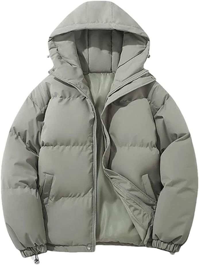Men Casual Hooded Jacket Cotton Y2k Jackets Solid Color Slim Fit Coats Men's Long Sleeve Coat