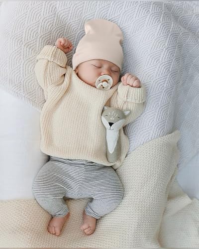 DRESHOW BQUBO 6 Pack Baby Newborn Hats Set for Unisex Infant Newborn Toddler Soft Beanie Hat for Boys Girls 0-24 Months2