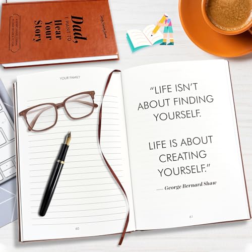 Dad I Want to Hear Your Story UK: Guided Journal Book, Tell Me Your Story, Leather Hardback with Gold Foil, Birthday Gift for Dad - Image 7