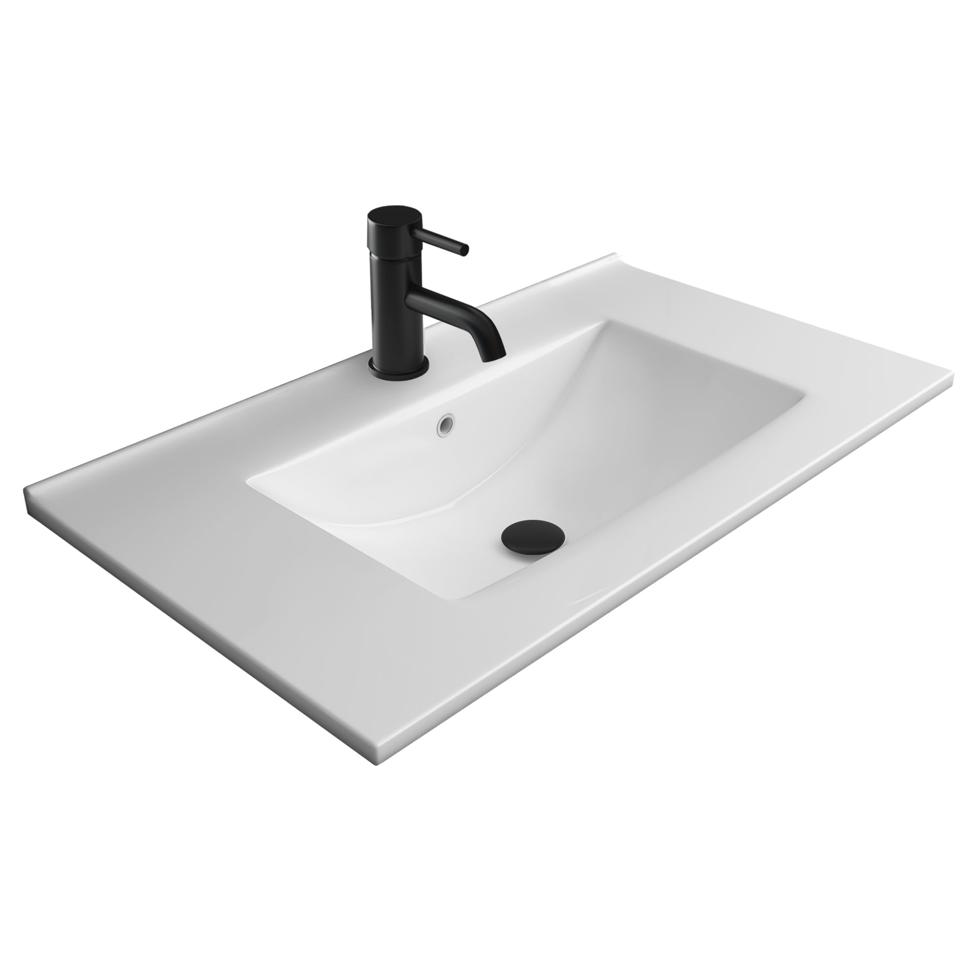 Alpenberger - Lavabo de baño para invitados, 70 cm de ancho, lavabo empotrable, rectangular, con sellado de cerámica, nano y rebosadero