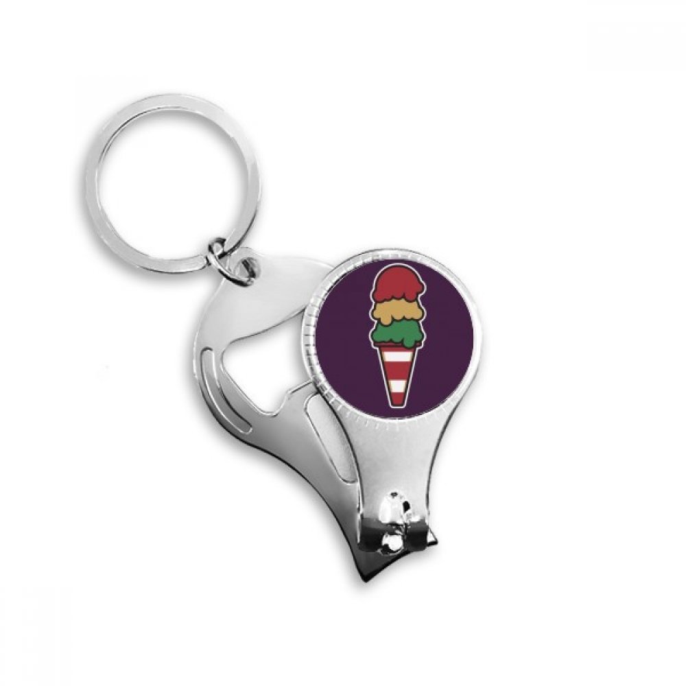Three Layers Taste Sweet Ice Cream Nail Nipper Ring Key Chain Bottle Opener Clipper