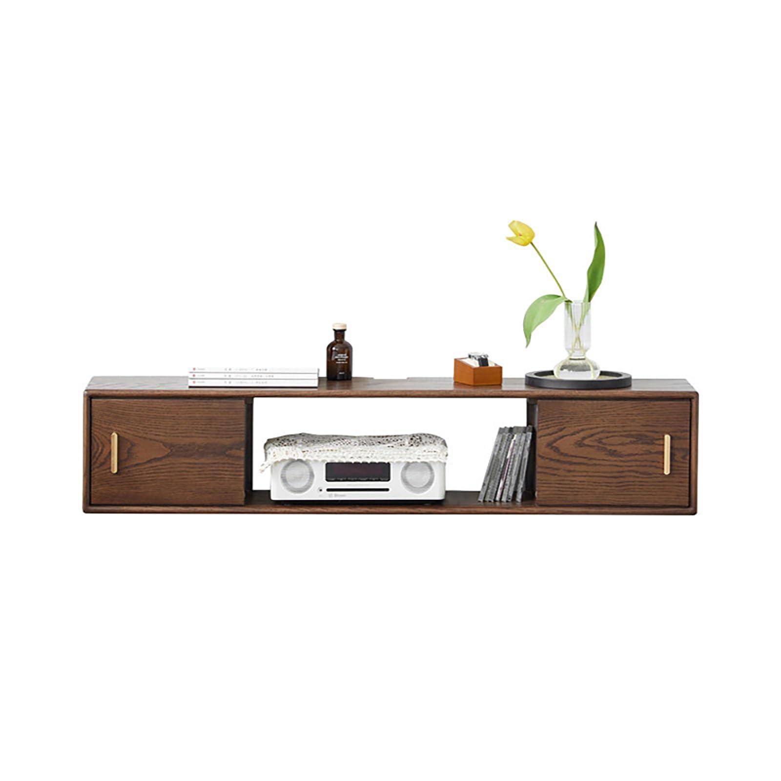 Mobile TV Sospeso, Mobile Porta TV In Legno, Supporto TV Sospeso A Parete, Mobiletto Con Cassetti Per Lettore DVD, Decoder, Console Per Videogiochi(160x25x25cm)