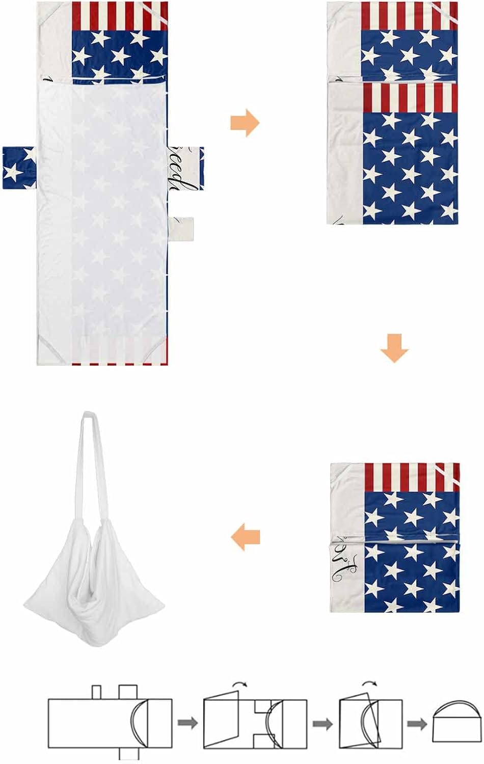 Star Stripes Beach Pool Patio Lounge Chaise Chair Cover Towel With Pockets,Absorbent & Quick Dry Microfiber Towel Cover Bag Summer Accessories for Sunbathing Independence Day Memorial American Flag