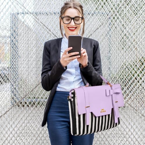 MATEIN Laptop Tote Bag for Women, 15.6 inch Cute Computer Sleeve Case Briefcase with RFID Pocket for Nurse Teacher, Lightweight Messenger Carrying Shoulder Handbag, Sister Gift for Office Work, Purple - Image 3