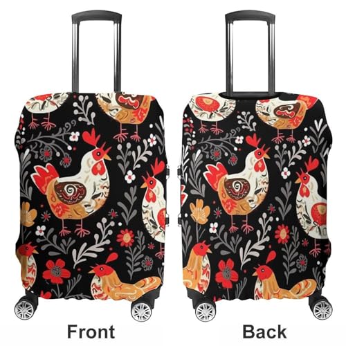 Cute Rooster Chickens Luggage Cover Travel Suitcase Covers for Luggage Elastic Carry on Luggage Covers for Suitcase Tsa Approved Washable Luggage Sleeve Protector Fits 18-32 Inch L3