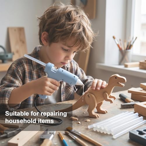 Image of Mini Hot Glue Gun Kit with 40 Glue Sticks - 20W Fast Preheating, Hot Glue Gun and Sticks Set for DIY Arts, School Crafts and Quick Home Repairs - Blue