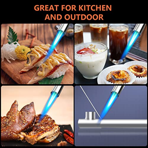 Butane Blow Torch Kitchen Lighter Head Refillable Cooking Creme Brulee Food Culinary Torch Adjustable Flame With Safety Lock And Reverse Use For Grill,Bbq,Baking,Soldering(Butane Gas Not Included) #TOP5