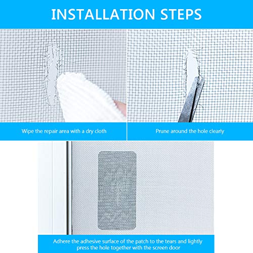 Wiwaplex Door/Window Screen Repair Patch Set, 20 Sheet Strong Self Adhesive & Waterproof Fiberglass Holes Cover Mesh Sticky Wires Patches, 3-Size (4" X 4") (4" X 2") (2" X 2") #TOP1