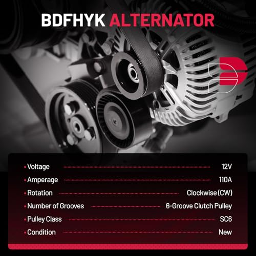 Image of BDFHYK Alternator 11673 Compatible with Nissan Sentra 2013 2014 2015 2016 2017 2018 2019 1.8L l4 12V 110Amp CW 6-Groove Clutch Pulley, Replace 11673N,11673,23100-3SH2B,231003SH2B,2611855B,FG12T039