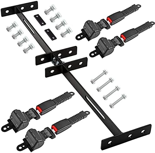 Werfeito Golf Cart Accessories, 42″ 4 PCS Universal 4 Passenger Retractable Golf Cart Seat Belts Kit Fits EZGO Yamaha Club Car TXT RXV DS Precedent and Others