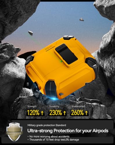 Image of Pohgelan Compatible with AirPods 4 Case (Yellow) | Magnetic Automatic Lock with Phone Stand & Cleaning Kit,Compatible with Magsafe