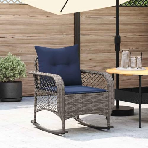 Chaise à bascule d'extérieur en acier et rotin synthétique durable - 2