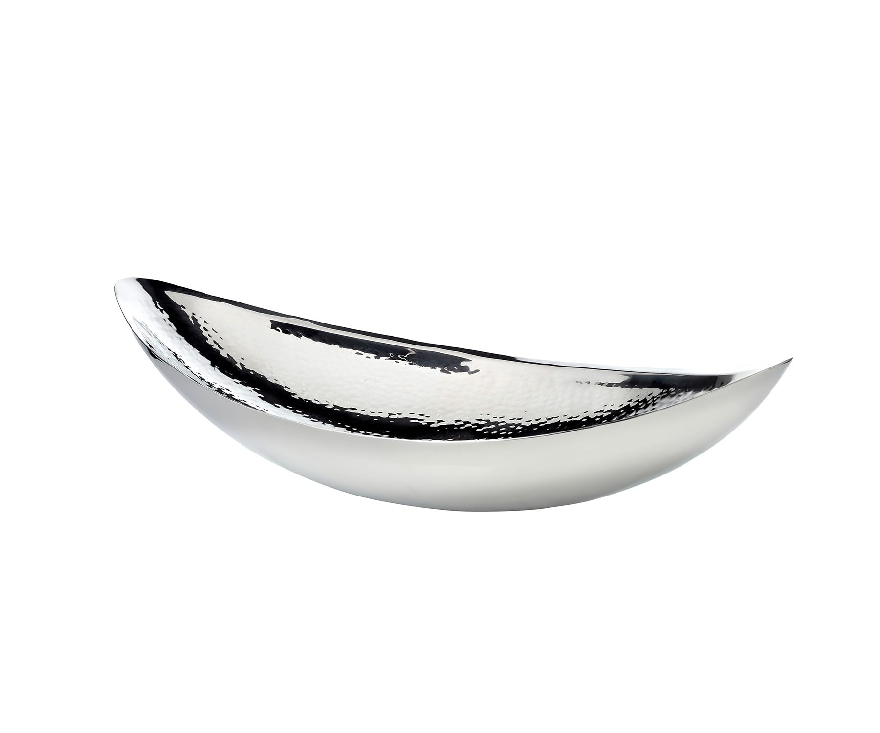 EDZARD Cuenco Halifax (longitud 40 cm), color plateado, pulido brillante, finamente martillado, acero inoxidable