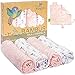 Tabalino - Mantas Muselina Bebé, Pañales de gasa de bambú paños de escupir maravillosamente suaves - 80x80cm - Pack de 4 - un paño mimoso gratis - doble tejido - niño y niña - pañales de tela