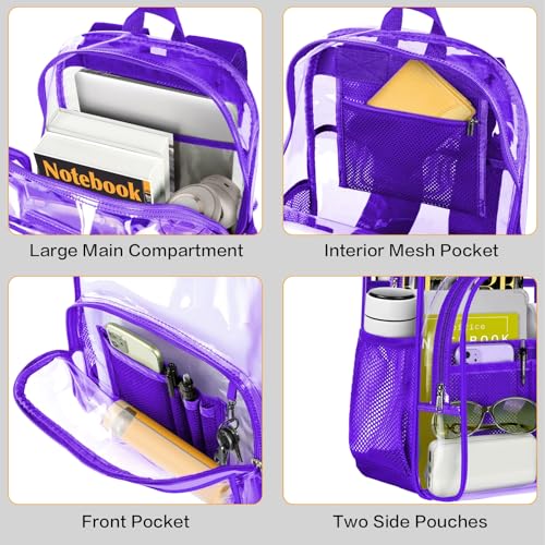 Image of PAMANO Clear Backpack, Heavy Duty Transparent Reinforced Bottom See Through for College, Travel Work Security