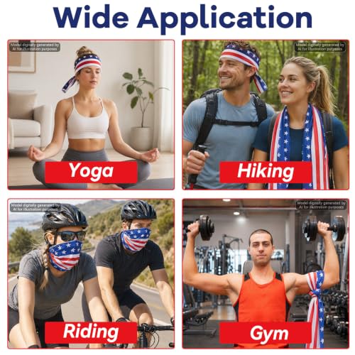 Image of 30Pcs 250th Anniversary Patriotic Cooling Towels for Neck and Face 40 x 12 Inch American Flag Sports Workout Ice Towel for Sweat Microfiber Breathable Chilly Bulk Neck Wraps for 4th of July Outdoor