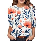 Blusen & Tuniken für Damen 3/4 Arm - Damen T Shirt mit 3/4 Ärmeln Galaxy Sternenhimmel Motiv Rundhalsausschnitt 3/4 Ärmel Damen Shirt Elegant Festlich 3/4 Arm