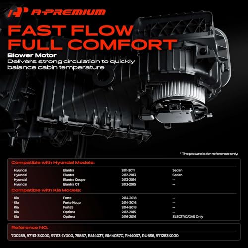 Image of A-Premium Front HVAC Heater Blower Motor and Resistor Compatible with Kia Optima 2012-2016, Forte, Forte Koup, Forte5 & Hyundai Elantra 2011-2013, Elantra Coupe 2013-2014, Elantra GT 2013-2015
