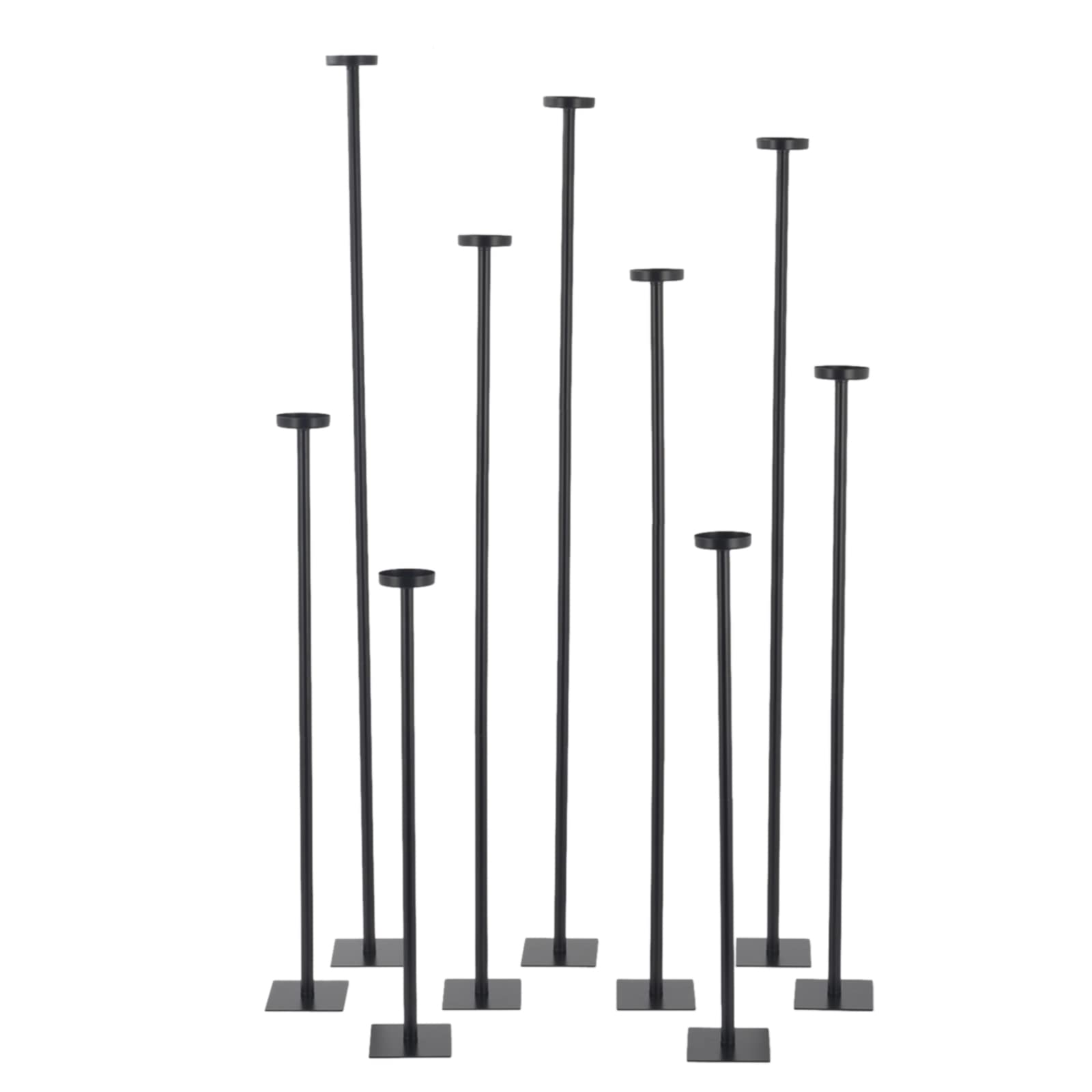 WUPYI Floor Candlestick Holders,9PCS DIY Tall Candle Holders for Wedding Decoration Centerpiece,Black Metal Large Candelabra for Wedding, Dinning, Party