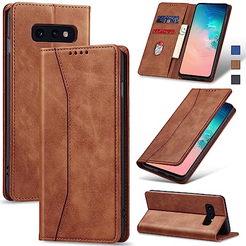 Image of Jasonyu Flip Wallet Case for Samsung Galaxy S10e,Brown