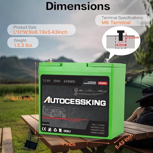Autocessking BAC-0111-AN 12V 50Ah Lifepo4 Lithium Battery, Deep Cycles Battery Rechargeable With Upgraded Bms, Low Temp Protection Smart Bms 10-Year Lifespan For Rv&Comper thumb #1