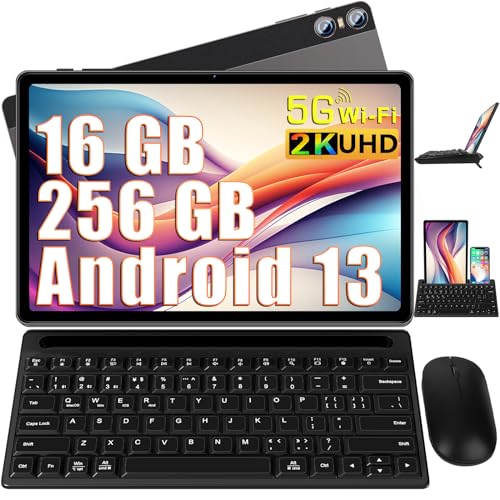 🎄【16 GB RAM + 256 GB ROM + 1TB Espandibile】Tablet PC offre 16GB RAM(8GB RAM + 8GB RAM Espandibile)+256 ROM e supporta fino a 1TB di memoria espandibile per archiviare file e immagini di grandi dimensioni con facilità. Con 256 GB di memoria di archiviazione, questo tablet offre un ampio spazio di archiviazione per tutte le app, le foto e i video. 16 GB di memoria in esecuzione garantiscono un avvio rapido delle app, offrendo un'esperienza più confortevole e fluida.