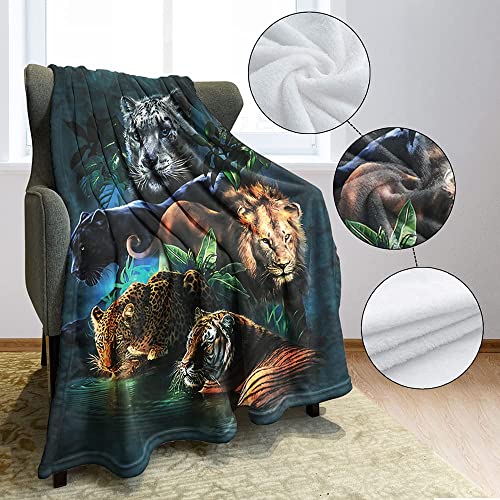 Hommomh 60"X80" Blanket Soft Fluffy Fleece Throw For Sofa Bed Tiger Leopard Lion #TOP3