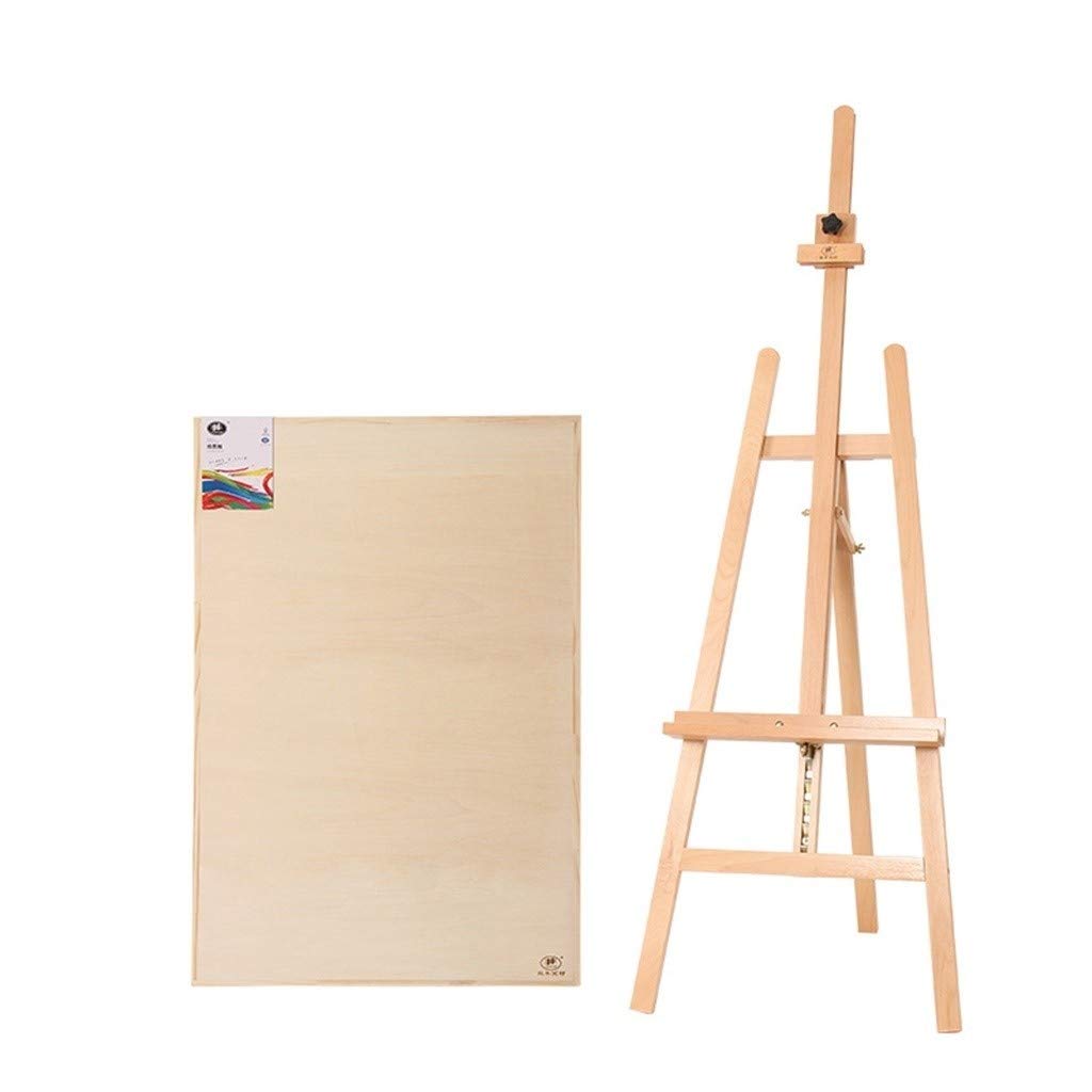 Große Staffelei, Staffelei aus massivem Buchenholz, 147–193 cm, verstellbare Staffelei, Atelierstaffelei für Erwachsene (Schwarz, transparent, 90 x 60 x 1,9 cm)