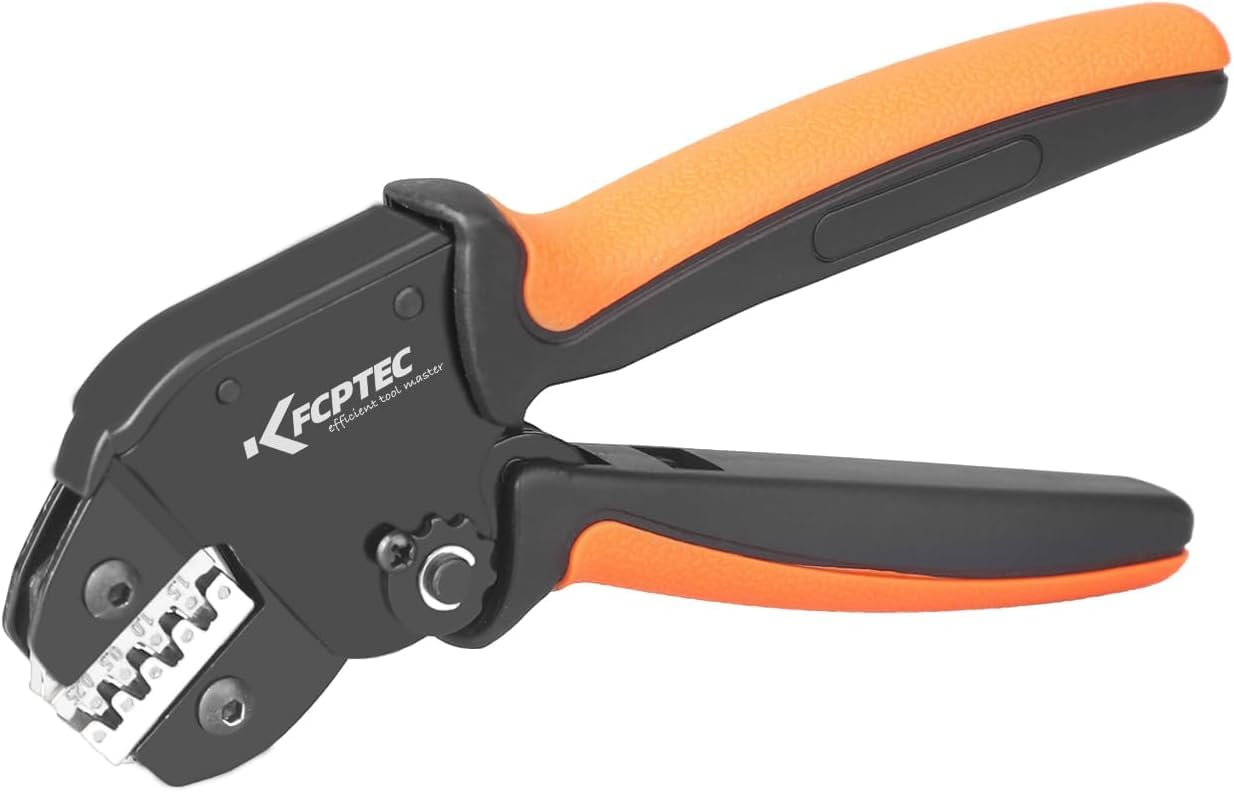 KF CPTEC Szczypce zaciskowe do nieizolowanych wtyczek płaskich, nieizolowane końcówki kablowe Open Barrel, 0,25-1,5 mm², kompatybilne złącza Dupont, Molex, JST, TE, EPPC, PCIE, SATA