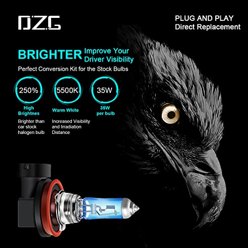 Dzg H8 Halogen Fog Light Bulbs Automobiles Pgj19-1 5500K Warm White 12V 35W, 2 Pack #TOP1