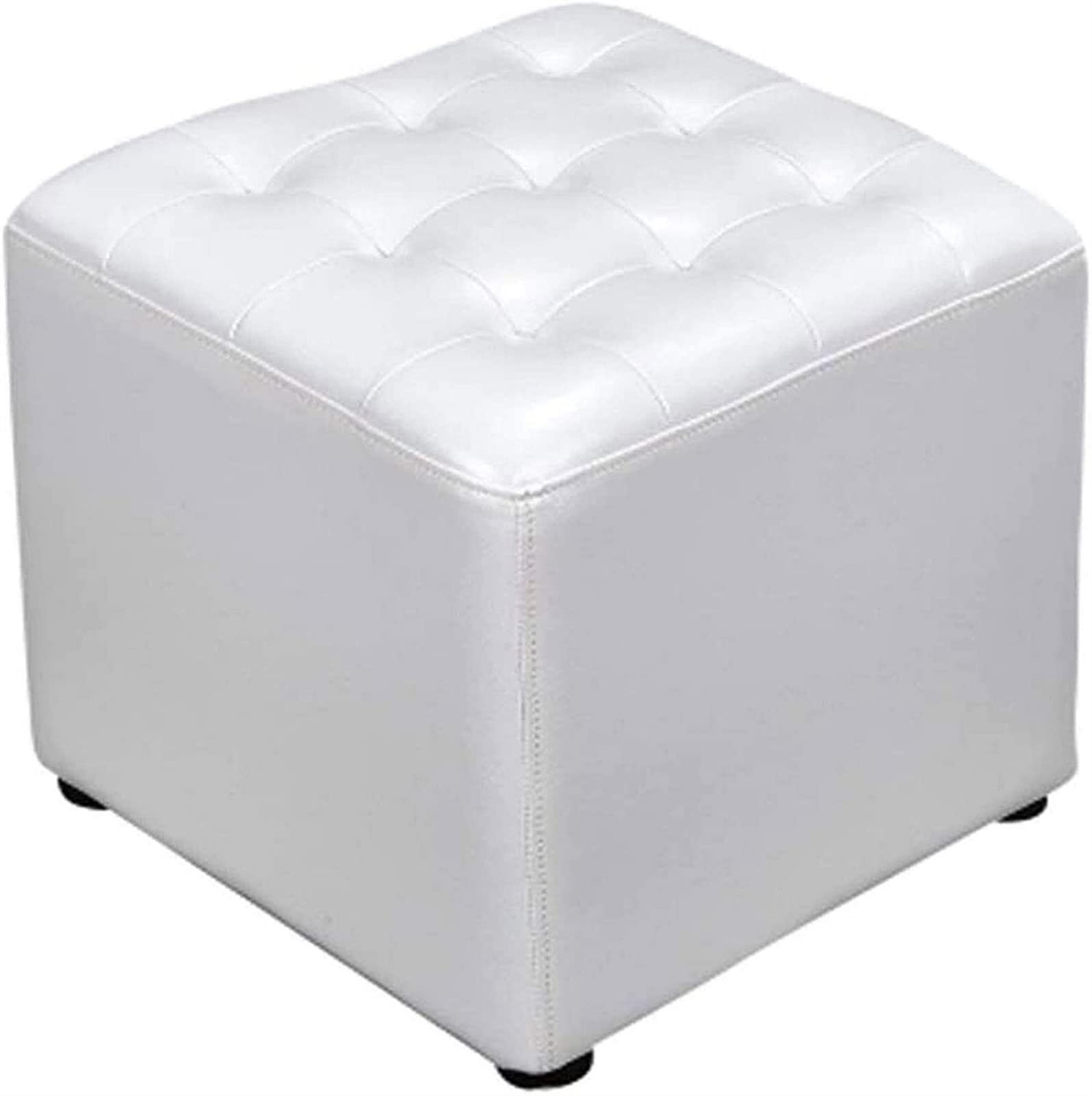 Pouf tabouret blanc compact en similicuir pour soulager les jambes lourdes