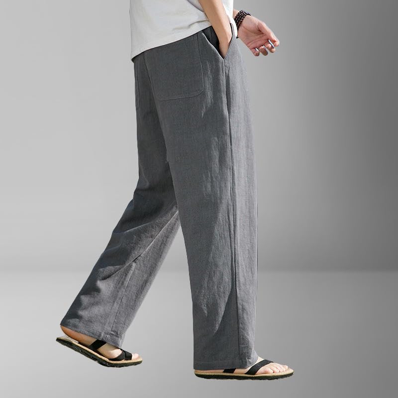 Men's Spring Summer Chinese Style Trendy Retro Loose Breathable Cotton Linen Straight Casual Pants4