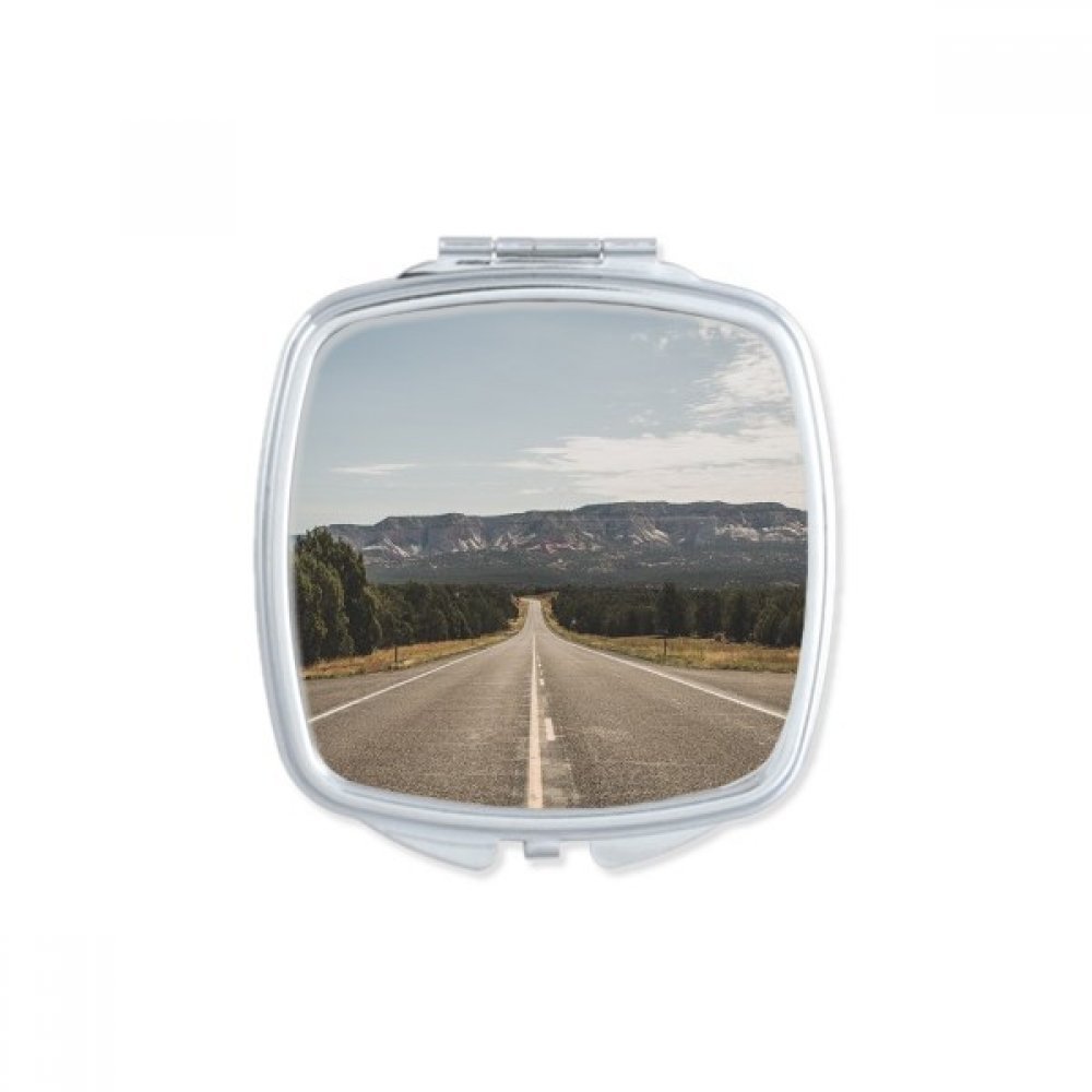 Miroir de poche compact voyage avec illustration ciel et forêt pour maquillage